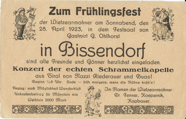 Bild 3: Einladung zum Frühlingsfest 28. April 1923
