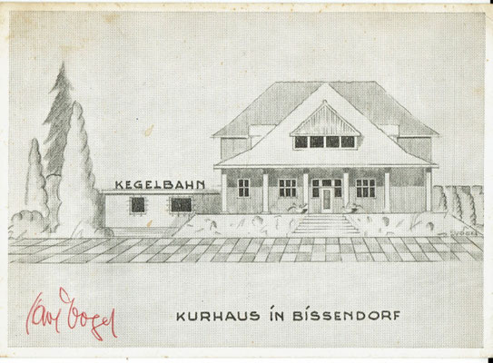Bild 24: Kegelbahn des Kurhauses, Zeichnung von Carl Vogel, 1967