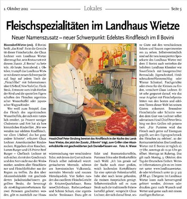 Bild 31: Zeitungswerbung Il Bovini 2011 