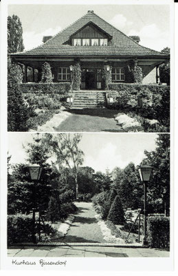 Bild 21: Kurhaus 1952, Text auf der Rückseite: Kurhaus Bissendorf, die moderne Gaststätte an der Wietze, Fremdenzimmer und Garage, Inh. L. Hermkens