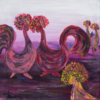"Funny People" -Jolande, Gundula and Friends- (40x40) Acryl