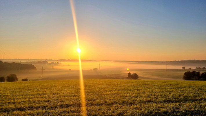 Schalkstetten Blick Richtung Gerstetten, Sonnenaufgang 9. September 2023 07:12 Uhr