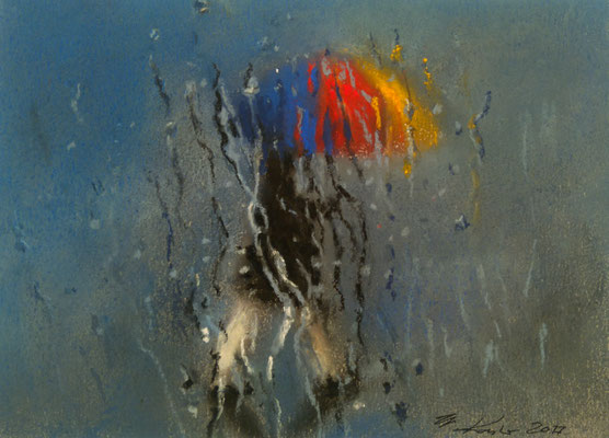„Regen“, Pastell, 17 x 12