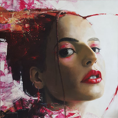 "Nina Chuba", Acryl auf Leinwand, 100 x 100