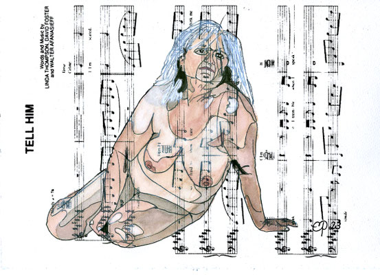 Aquarel on paper, sheetmusic, 21x29,8