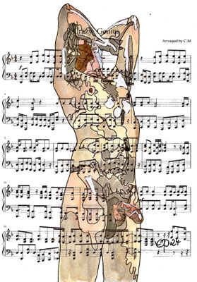"Crazy Genius", January 17, 2024 (aquarel on paper, sheet music, 21x29,7)