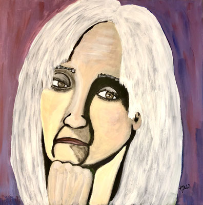 Zelfportret, april 2023 (acryl op canvas, 47x47)