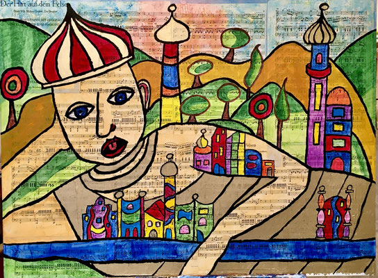 De herder in de heuvels, oktober 2020 (mixed media, acryl, 60x80)