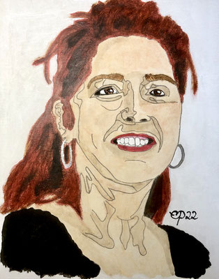 Portret Marianne, augustus 2022 (acryl op canvas bord, 24x30)