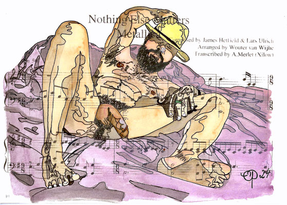 "Nothing else matters", April 27, 2024 (Aquarel on paper, sheet music, 21x29,7)