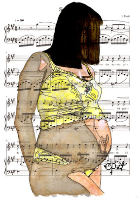 "Sogno", May 21, 2024 (Aquarel on paper, sheet music, 21x29,7)