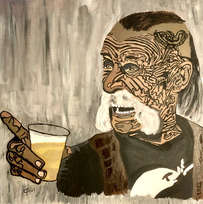 “At the festival”, August 2023 (acrylic on canvas, 60 x 60 cm)