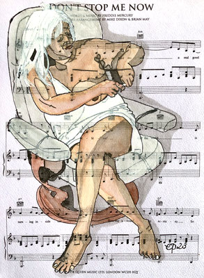 Aquarel on paper, sheetmusic, 21x29,8