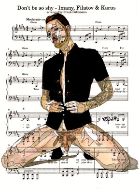 "Don't be so shy" June 9, 2024 (Aquarel on paper, sheet music, 21x29,7)