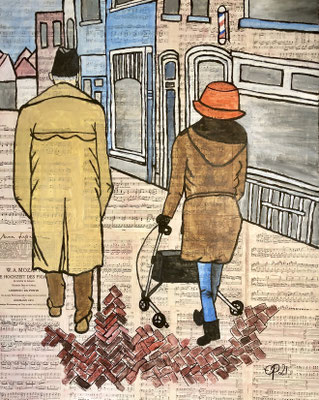 "Op weg naar huis…", november 2021 (mixed media, acryl, 100x80)
