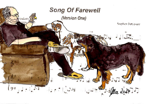 "Farewell" February 2, 2024 (aquarel on paper, sheet music, 21x29,7)