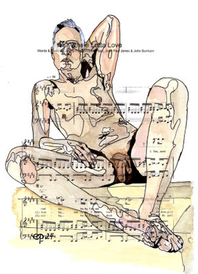 "Whole Lotta Love" May 9, 2024 (Aquarel on paper, sheet music, 21x29,7)