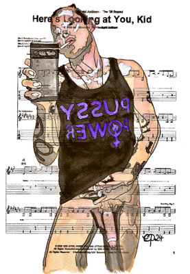 "Here's looking at you, Kid!" January 17, 2024 (aquarel on paper, sheet music, 21x29,7)