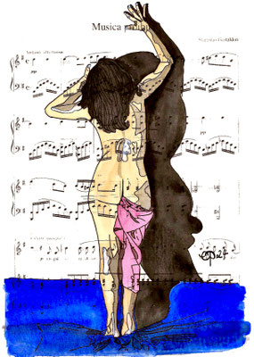"Musica proibita", May 14, 2024 (Aquarel on paper, sheet music, 21x29,7)