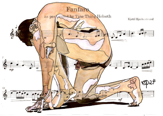 "Fanfare" February 08, 2024 (aquarel on paper, sheet music, 21x29,7)