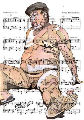 "Something" 2024 January 14 (aquarel on paper, sheet music, 21x29,7)