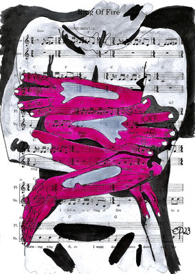 "Four hands II", September 3rd, 2023 (aquarel on paper, sheet music, 21x29,7)