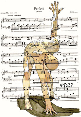 "Perfect", June 13, 2024 (Aquarel on paper, sheet music, 21x29,7)