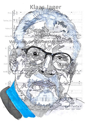 Klaas "Spiel mir das Lied vom Tod", 13 september 2023 (Aquarel op papier, sheetmusic, 21x29,7)