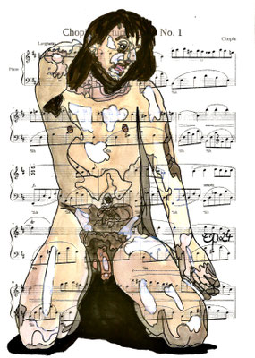 "Chopin Nocturne Nr. 1", 2024 January 5 (Aquarel on paper, sheet music, 21x29,7)
