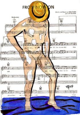 "From Now On" March 4, 2024 (aquarel on paper, sheet music, 21x29,7)