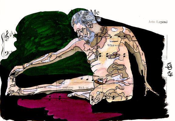 "All of me" February 01, 2024 (aquarel on paper, sheet music, 21x29,7)