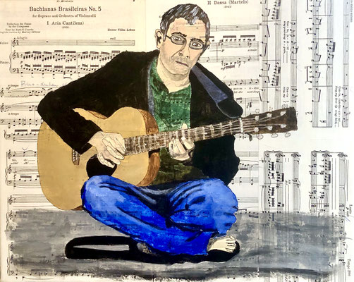 Bachiana Brasileras, Augustus 2023 (Mxed media, acryl, bladmuziek op canvas, 40 x 60 cm)