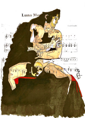 "Luna Mezzo Mare" May 5, 2024 (Aquarel on paper, sheet music, 21x29,7)