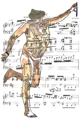 "Tiger Rag", November 6, 2023 (aquarel on paper, sheet music, 21x29,7)