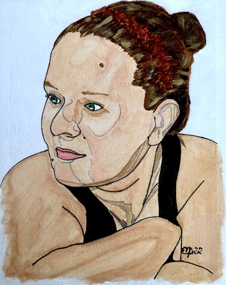 Portret Bjöena, augustus 2022 (acryl op canvas bord, 24x30)