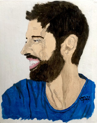 Portret Sjoerd, augustus 2022 (acryl op canvas bord, 24x30)