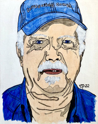 Portret Bruder Günter, november 2022 (acryl op canvas bord, 24x30)