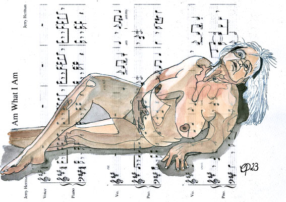 Aquarel on paper, sheetmusic, 21x29,8
