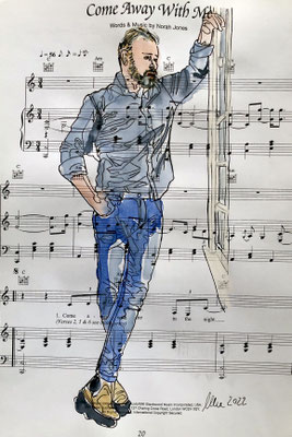 "Come away with me", juni 2022 (mixed media, aquarell on music paper, 23x30)