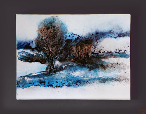 Winterstimmung, Acryl mixed media, 2015, 80x60x4,5, sold