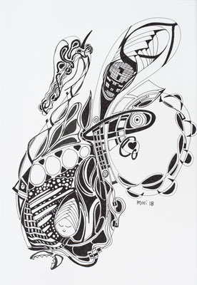 Bildgröße 30x40 Zirkuspferd schwarz auf weiß abstrakte Zeichnung 