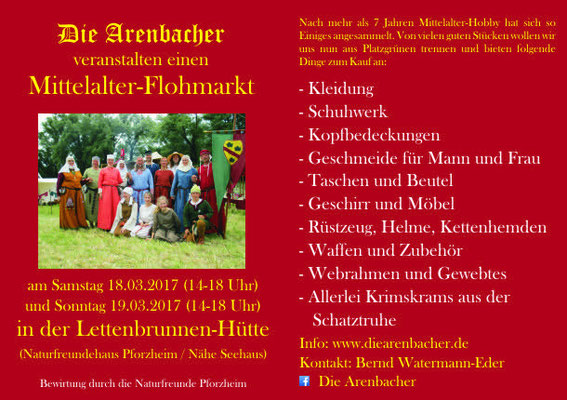 Ja und dann hoffentlich bis nächstes Jahr, wenn es wieder heißt: Workshop und Mittelalterflohmarkt der Arenbacher 2018