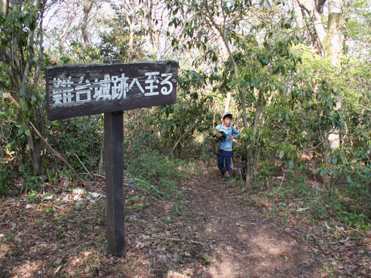 難台山頂への道2　ここで、ハイキングコース本道に合流。