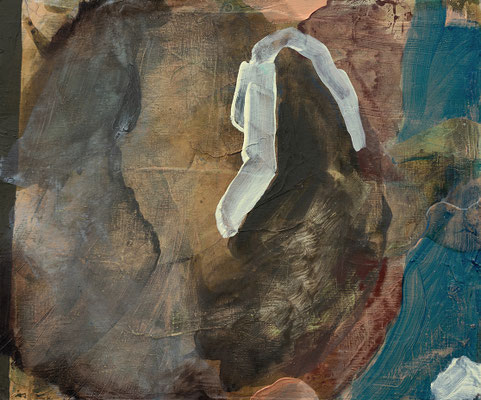 Anna Bittersohl | Lücke | 2025 | Acryl,Gouache,Tusche,Bleistift,Kugelschreiber auf Holz | 25x30 cm