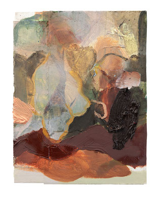 Anna Bittersohl | was sich hebt und senkt, ist immer der Nebel III | 2024 | Öl,Papier auf Holz | 20x15 cm