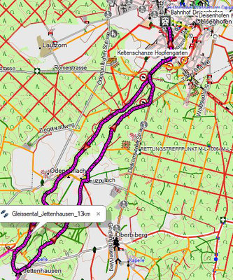 Streckenverlauf Deisenhofen, Kreuzpullach, Oberbiberg, Jettenhausen, Gleißental, Deisenhofen  12,2km