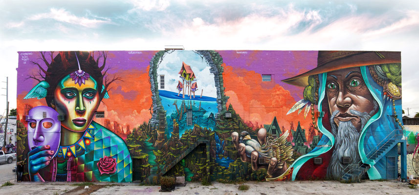 UNMASKED By Clandestinos Art, Big Walls Big Dreams /Art Basel Wynwood, Miami Acrylic Base, Spray Paint   13 Meters x 35 Meters 2016