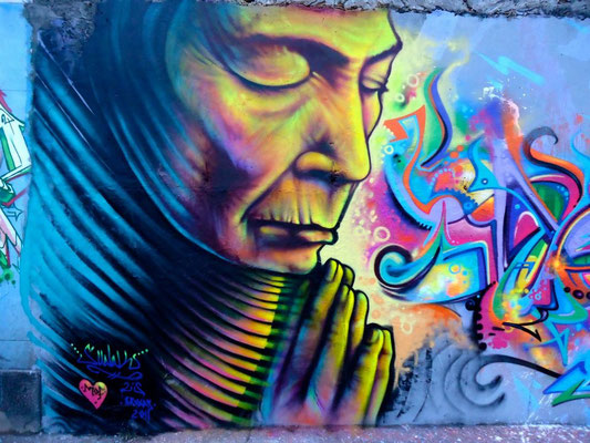 "Prayer"  Graffiti by Shalak, Meeting of Favela, Rio de Janeiro, Brazil.  Nov 2011