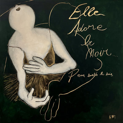 Elle adore le noir - 100x100 - acryl
