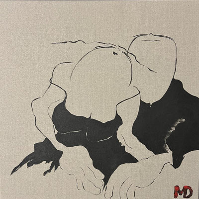 La tendresse - 50x50 - acryl op ruwe canvas